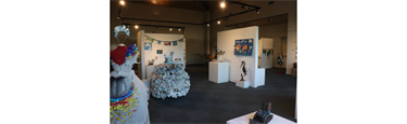 Assorted artworks created with packaging materials