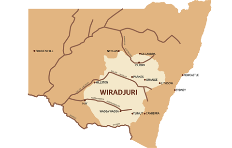 Wiradjuri language map